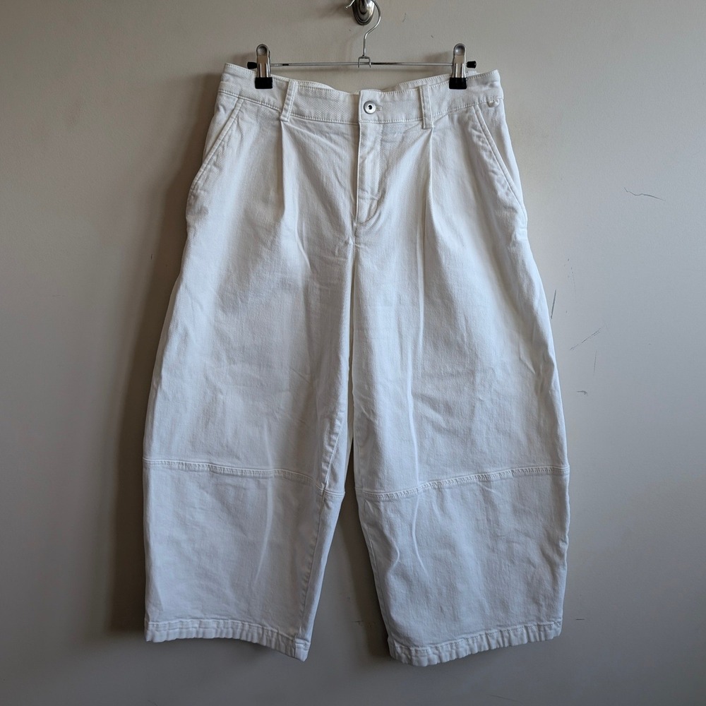 Maeve by Anthropologie Pleated Barrel-Leg Chino Pants Size 4 White